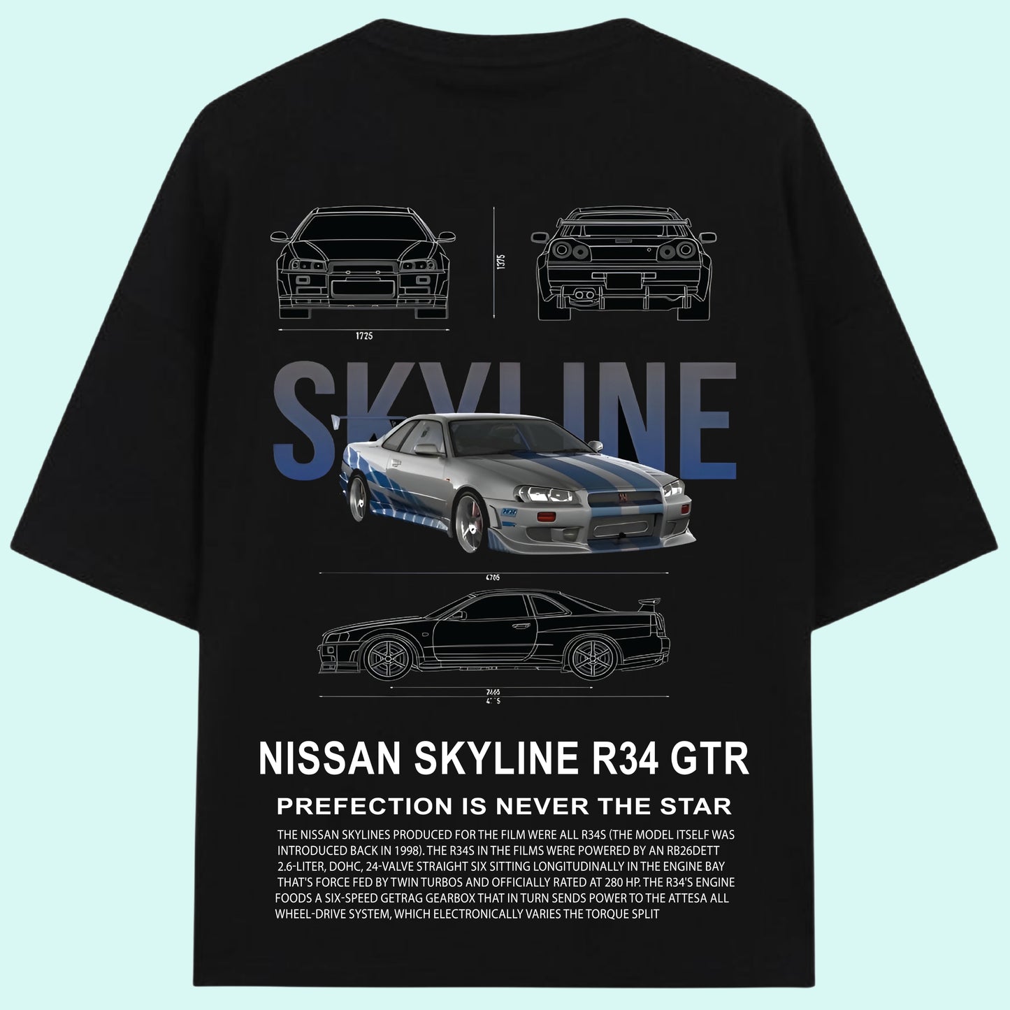 Nissan GT-R R34 Skyline Oversized T-Shirt