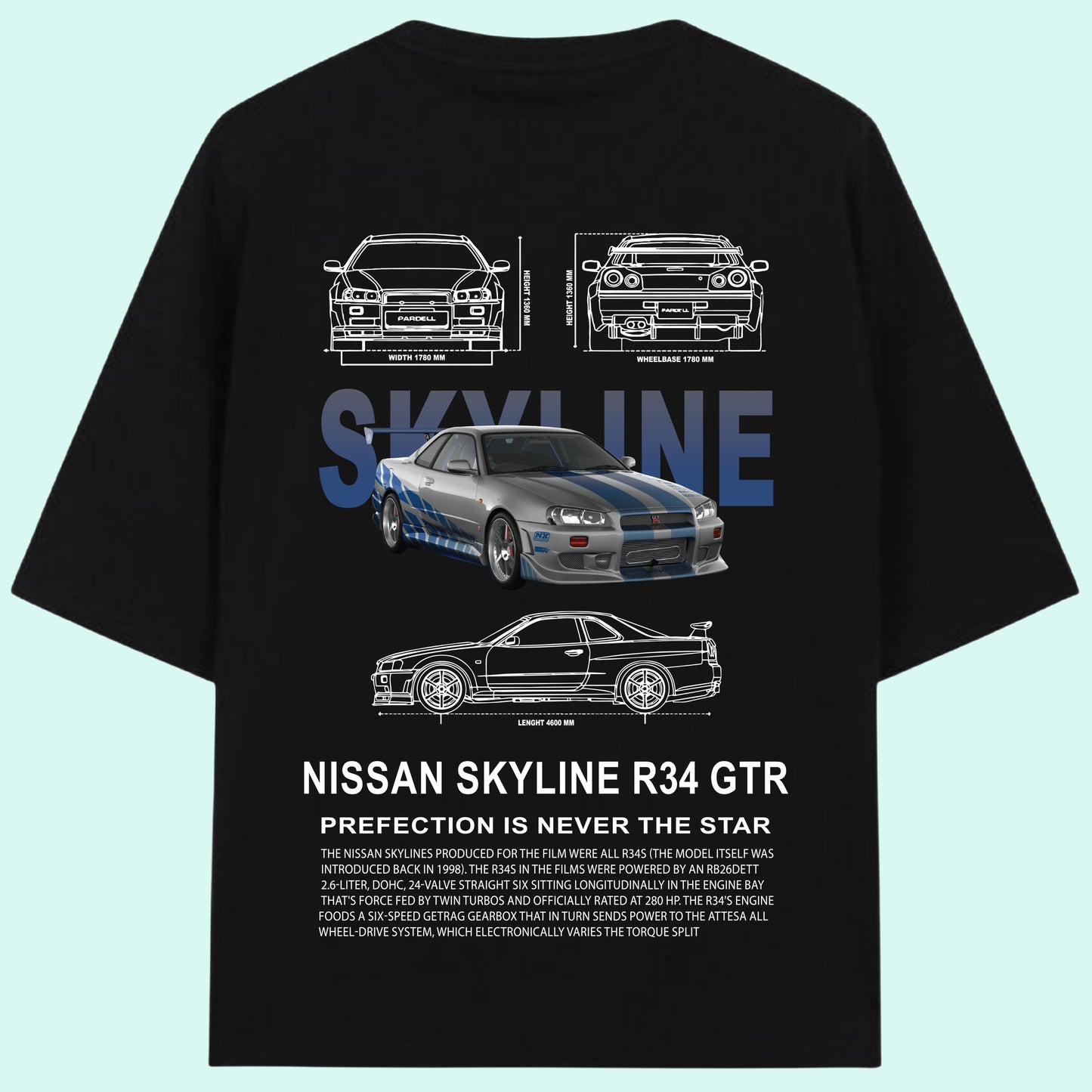 Nissan GT-R R34 Skyline Oversized T-Shirt